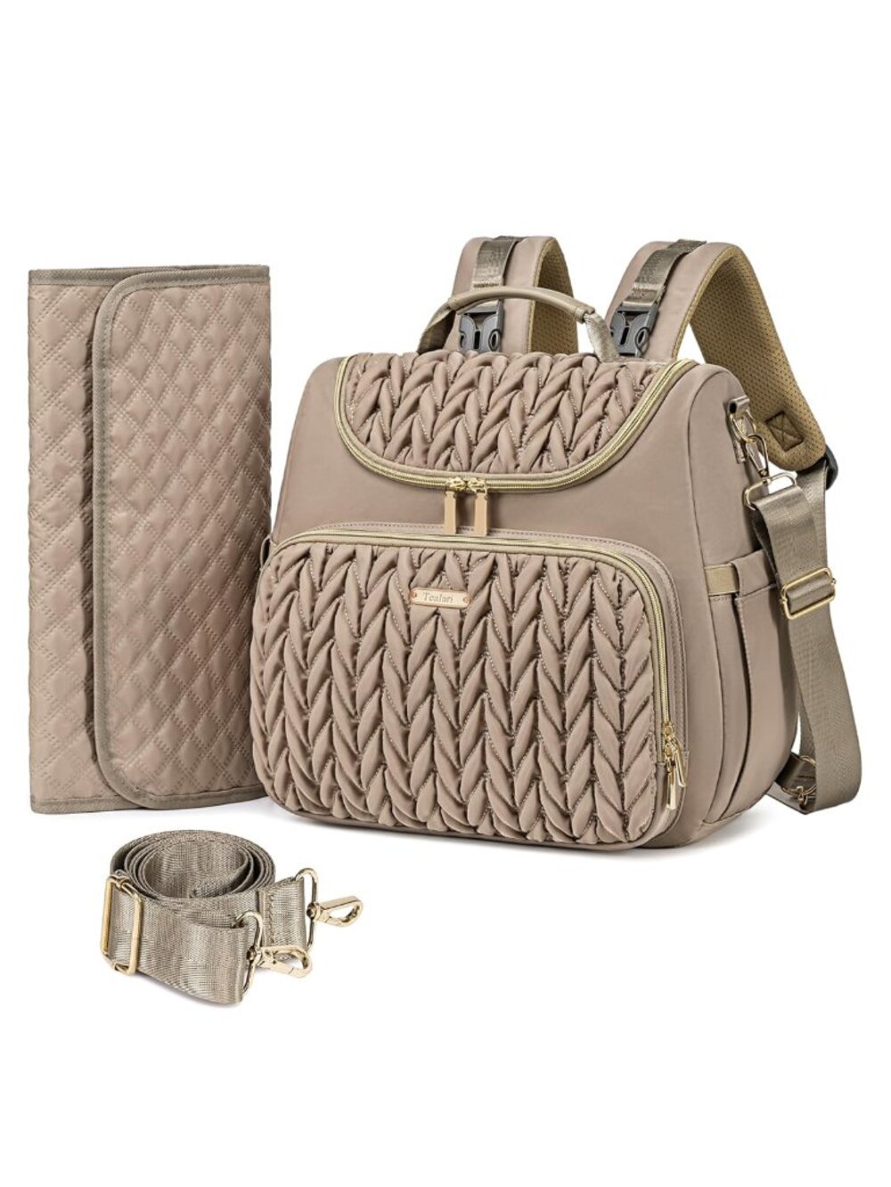 Convertible Waterproof Nylon Diaper Bag Backpack with Changing Pad, 4-in-1